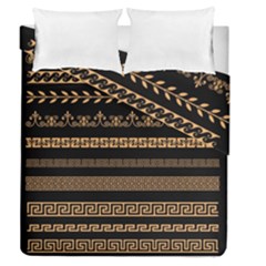 Set-antique-greek-borders-seamless-ornaments-golden-color-black-background-flat-style-greece-concept Duvet Cover Double Side (queen Size)