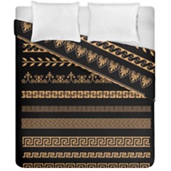 Set-antique-greek-borders-seamless-ornaments-golden-color-black-background-flat-style-greece-concept Duvet Cover Double Side (california King Size)