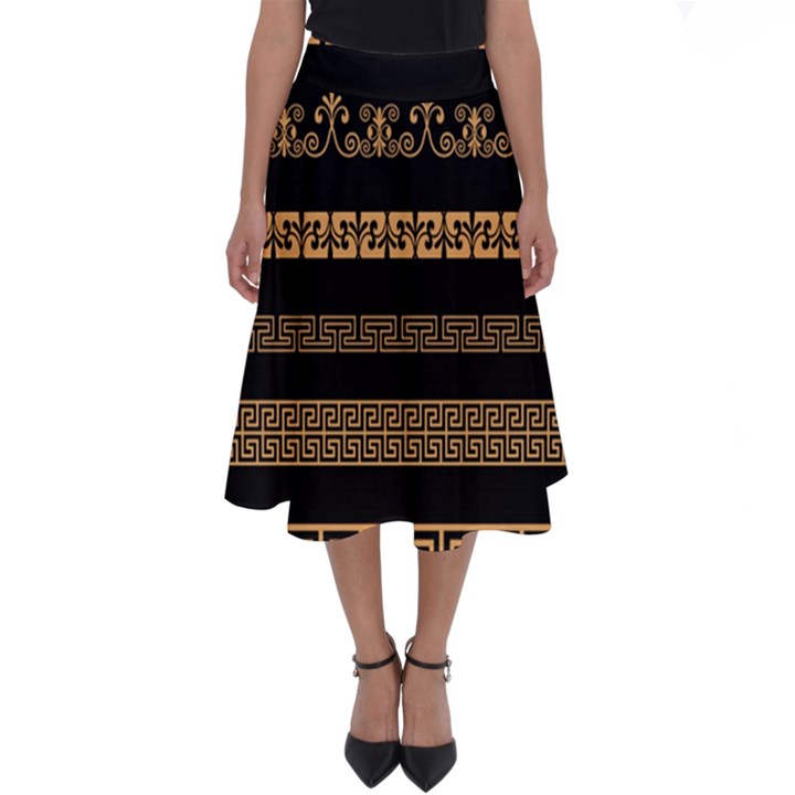 Set-antique-greek-borders-seamless-ornaments-golden-color-black-background-flat-style-greece-concept Perfect Length Midi Skirt