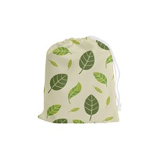 Leaf-spring-seamless-pattern-fresh-green-color-nature Drawstring Pouch (medium) by uniart180623