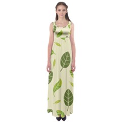 Leaf-spring-seamless-pattern-fresh-green-color-nature Empire Waist Maxi Dress by uniart180623