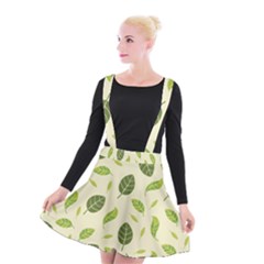 Leaf-spring-seamless-pattern-fresh-green-color-nature Suspender Skater Skirt by uniart180623