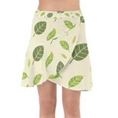 Leaf-spring-seamless-pattern-fresh-green-color-nature Wrap Front Skirt by uniart180623