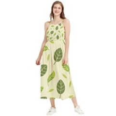 Leaf-spring-seamless-pattern-fresh-green-color-nature Boho Sleeveless Summer Dress by uniart180623