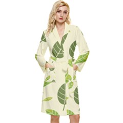 Leaf-spring-seamless-pattern-fresh-green-color-nature Long Sleeve Velvet Robe by uniart180623