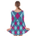 Argyle-pattern-seamless-fabric-texture-background-classic-argill-ornament Long Sleeve Velvet Skater Dress View2