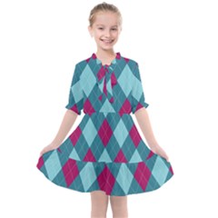 Argyle-pattern-seamless-fabric-texture-background-classic-argill-ornament Kids  All Frills Chiffon Dress by uniart180623