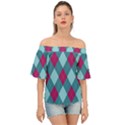 Argyle-pattern-seamless-fabric-texture-background-classic-argill-ornament Off Shoulder Short Sleeve Top View1