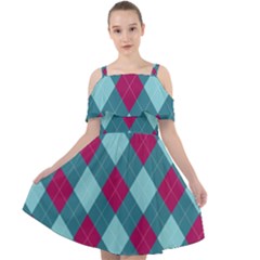 Argyle-pattern-seamless-fabric-texture-background-classic-argill-ornament Cut Out Shoulders Chiffon Dress by uniart180623