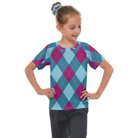 Argyle-pattern-seamless-fabric-texture-background-classic-argill-ornament Kids  Mesh Piece Tee by uniart180623