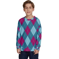 Argyle-pattern-seamless-fabric-texture-background-classic-argill-ornament Kids  Long Sleeve Jersey by uniart180623