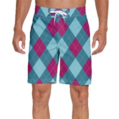 Argyle-pattern-seamless-fabric-texture-background-classic-argill-ornament Men s Beach Shorts by uniart180623