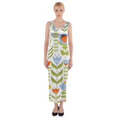 Seamless-pattern-with-various-flowers-leaves-folk-motif Fitted Maxi Dress by uniart180623