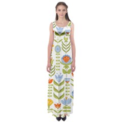 Seamless-pattern-with-various-flowers-leaves-folk-motif Empire Waist Maxi Dress by uniart180623