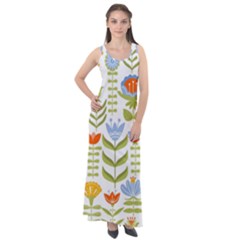 Seamless-pattern-with-various-flowers-leaves-folk-motif Sleeveless Velour Maxi Dress by uniart180623