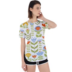 Seamless-pattern-with-various-flowers-leaves-folk-motif Perpetual Short Sleeve T-shirt by uniart180623