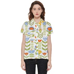 Seamless-pattern-with-various-flowers-leaves-folk-motif Short Sleeve Pocket Shirt by uniart180623