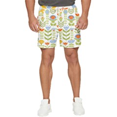 Seamless-pattern-with-various-flowers-leaves-folk-motif Men s Runner Shorts by uniart180623