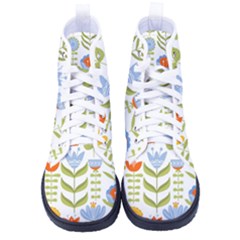 Seamless-pattern-with-various-flowers-leaves-folk-motif Men s High-top Canvas Sneakers