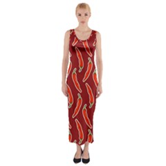 Chili-pattern-red Fitted Maxi Dress