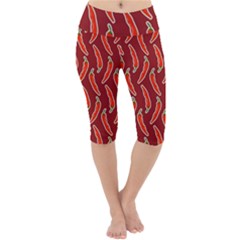 Chili-pattern-red Lightweight Velour Cropped Yoga Leggings by uniart180623