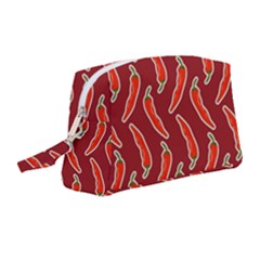 Chili-pattern-red Wristlet Pouch Bag (medium) by uniart180623