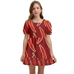 Chili-pattern-red Kids  Short Sleeve Dolly Dress by uniart180623