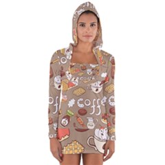 Vector-seamless-pattern-with-doodle-coffee-equipment Long Sleeve Hooded T-shirt by uniart180623