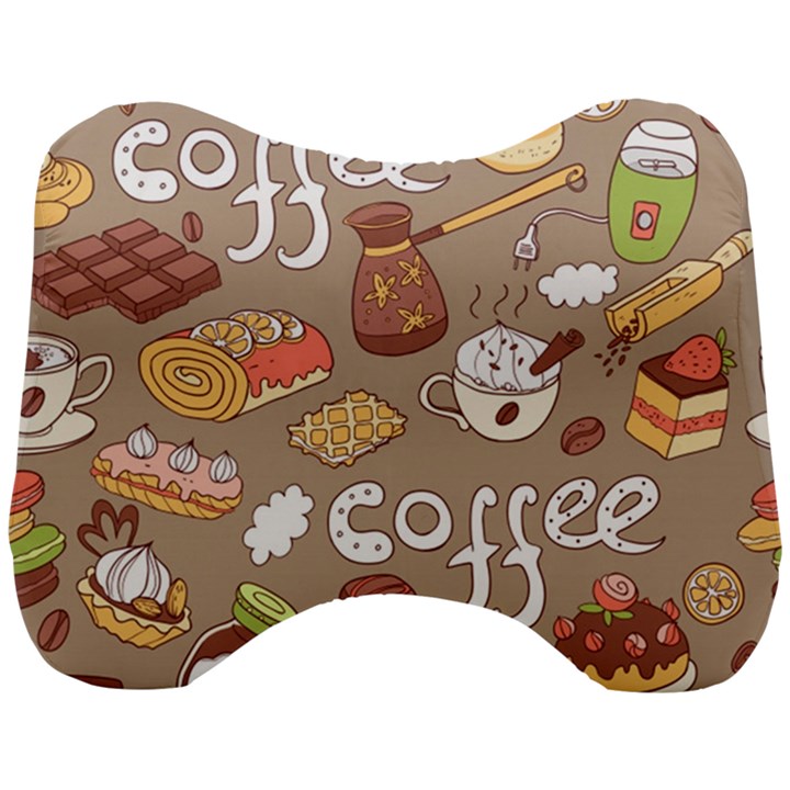 Vector-seamless-pattern-with-doodle-coffee-equipment Head Support Cushion