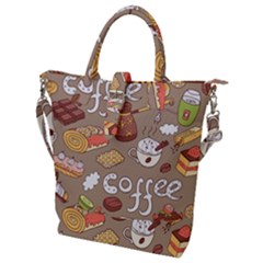 Vector-seamless-pattern-with-doodle-coffee-equipment Buckle Top Tote Bag by uniart180623