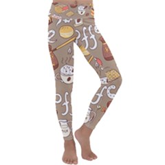 Vector-seamless-pattern-with-doodle-coffee-equipment Kids  Lightweight Velour Classic Yoga Leggings by uniart180623