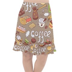 Vector-seamless-pattern-with-doodle-coffee-equipment Fishtail Chiffon Skirt by uniart180623