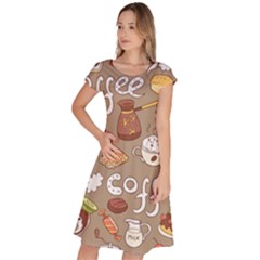 Vector-seamless-pattern-with-doodle-coffee-equipment Classic Short Sleeve Dress by uniart180623