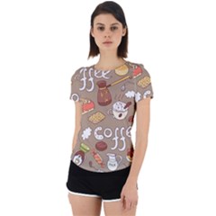 Vector-seamless-pattern-with-doodle-coffee-equipment Back Cut Out Sport Tee by uniart180623