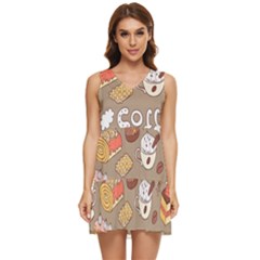 Vector-seamless-pattern-with-doodle-coffee-equipment Tiered Sleeveless Mini Dress by uniart180623