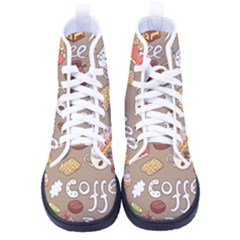 Vector-seamless-pattern-with-doodle-coffee-equipment Kid s High-top Canvas Sneakers