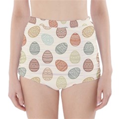 Seamless-pattern-colorful-easter-egg-flat-icons-painted-traditional-style High-waisted Bikini Bottoms by uniart180623