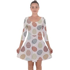 Seamless-pattern-colorful-easter-egg-flat-icons-painted-traditional-style Quarter Sleeve Skater Dress by uniart180623