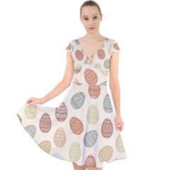 Seamless-pattern-colorful-easter-egg-flat-icons-painted-traditional-style Cap Sleeve Front Wrap Midi Dress by uniart180623