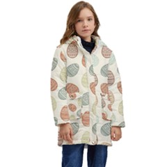 Seamless-pattern-colorful-easter-egg-flat-icons-painted-traditional-style Kids  Hooded Longline Puffer Jacket by uniart180623