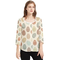 Seamless-pattern-colorful-easter-egg-flat-icons-painted-traditional-style Chiffon Quarter Sleeve Blouse by uniart180623