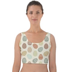 Seamless-pattern-colorful-easter-egg-flat-icons-painted-traditional-style Velvet Crop Top by uniart180623