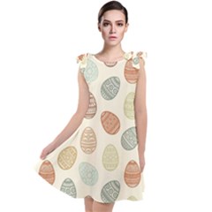 Seamless-pattern-colorful-easter-egg-flat-icons-painted-traditional-style Tie Up Tunic Dress by uniart180623