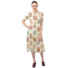 Seamless-pattern-colorful-easter-egg-flat-icons-painted-traditional-style Keyhole Neckline Chiffon Dress by uniart180623