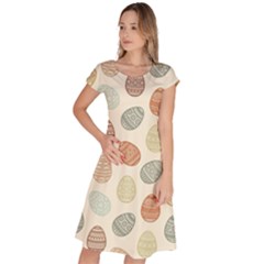 Seamless-pattern-colorful-easter-egg-flat-icons-painted-traditional-style Classic Short Sleeve Dress by uniart180623