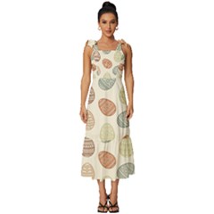 Seamless-pattern-colorful-easter-egg-flat-icons-painted-traditional-style Tie-strap Tiered Midi Chiffon Dress by uniart180623