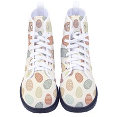 Seamless-pattern-colorful-easter-egg-flat-icons-painted-traditional-style Women s High-top Canvas Sneakers by uniart180623