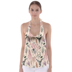 Watercolor-floral-seamless-pattern Babydoll Tankini Top by uniart180623