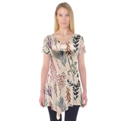 Watercolor-floral-seamless-pattern Short Sleeve Tunic  by uniart180623