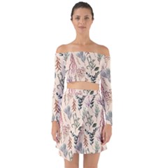 Watercolor-floral-seamless-pattern Off Shoulder Top With Skirt Set by uniart180623